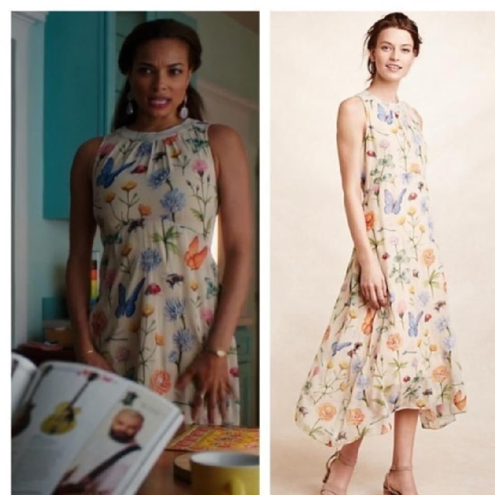Anthropologie • Pankaj & Nidhi butterfly dress ivory garden floral